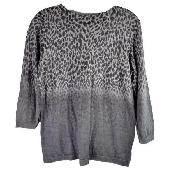 Talbots Women's M/L Gray Animal Print Merino Wool Long Sleeve Pullover Sweater - Picture 2 of 6